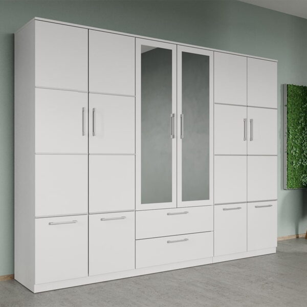 Dulap dormitor Alb 6U cu 2 oglinzi - Acapulco