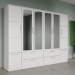 Dulap dormitor Alb 6U cu 4 oglinzi - Acapulco
