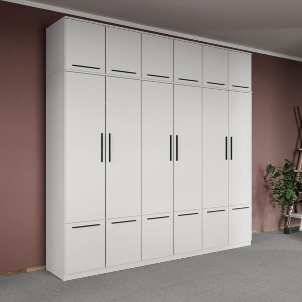 Dulap dormitor Alb 6U+suprapozabil - Madrid