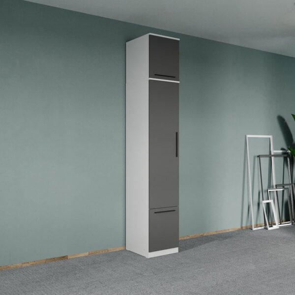 Dulap dormitor Alb-Gri 1U+suprapozabil - Madrid