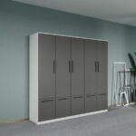 Dulap dormitor Alb-Gri 5U - Madrid