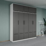 Dulap dormitor Alb-Gri 5U+suprapozabil - Madrid