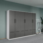 Dulap dormitor Alb-Gri 6U - Madrid