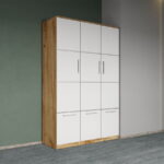 Dulap dormitor Alb-Stejar Auriu 3U - Acapulco