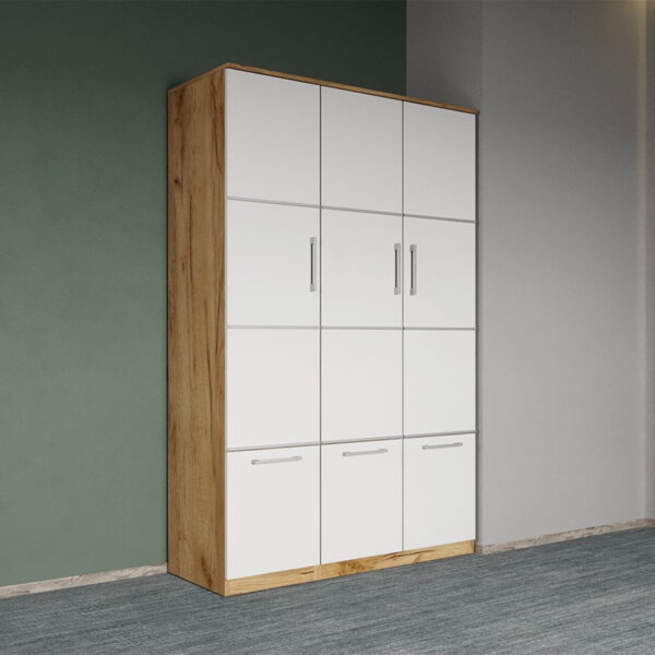 Dulap dormitor Alb-Stejar Auriu 3U - Acapulco