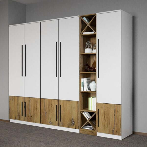 Dulap dormitor Alb cu Flagstaff Oak 233