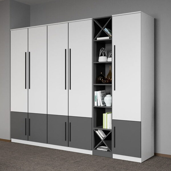 Dulap dormitor Alb cu Gri 233