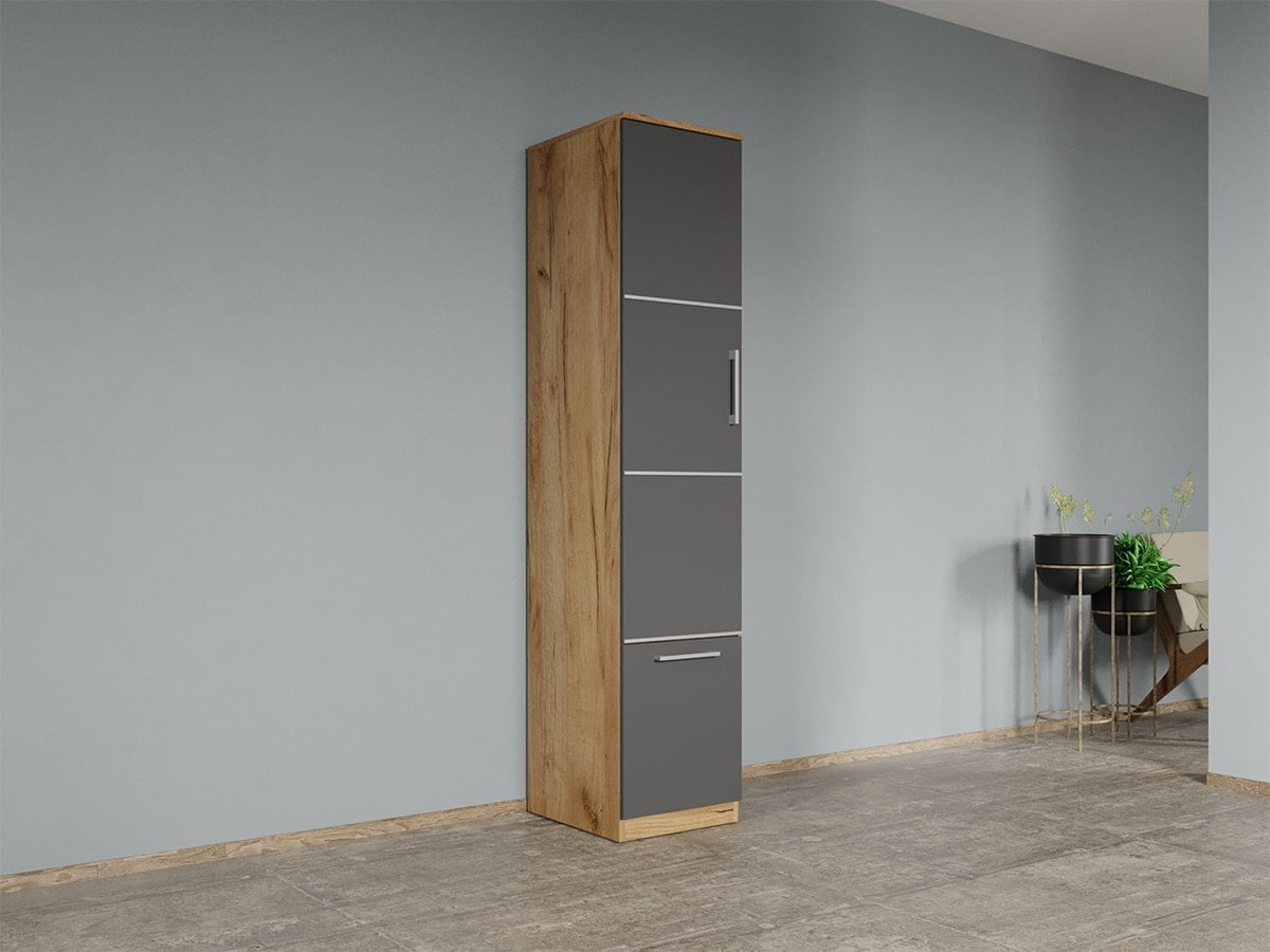 Dulap dormitor Gri-Stejar Auriu 1U - Acapulco