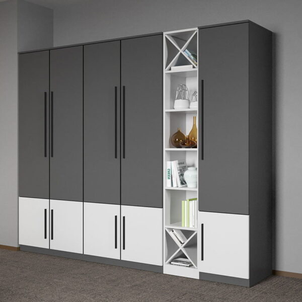 Dulap dormitor Gri cu Alb 233