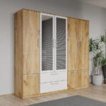 Dulap dormitor Stejar Auriu 5U cu oglinda - Acapulco