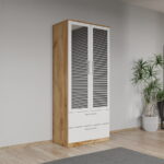 Dulap dormitor Stejar Auriu cu Alb 2U cu oglinda - Acapulco