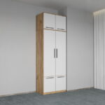 Dulap dormitor Stejar Auriu+Alb 2U cu suprapozabil - Madrid