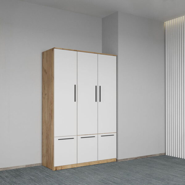 Dulap dormitor Stejar+Alb 3U - Madrid
