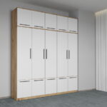 Dulap dormitor Stejar+Alb 5U+suprapozabil - Madrid