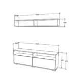 Living Obu, Alb, L 140 cm - imagine 4