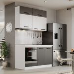Mobila Bucatarie Fog Alb+Gri - 39 - 140 cm