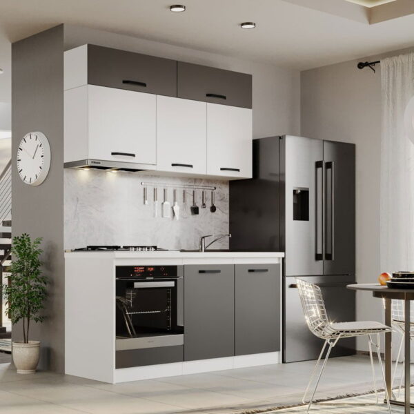Mobila Bucatarie Fog Alb+Gri - 42 - 160 cm