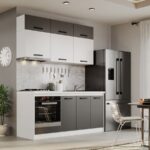 Mobila Bucatarie Fog Alb+Gri - 44 - 180 cm