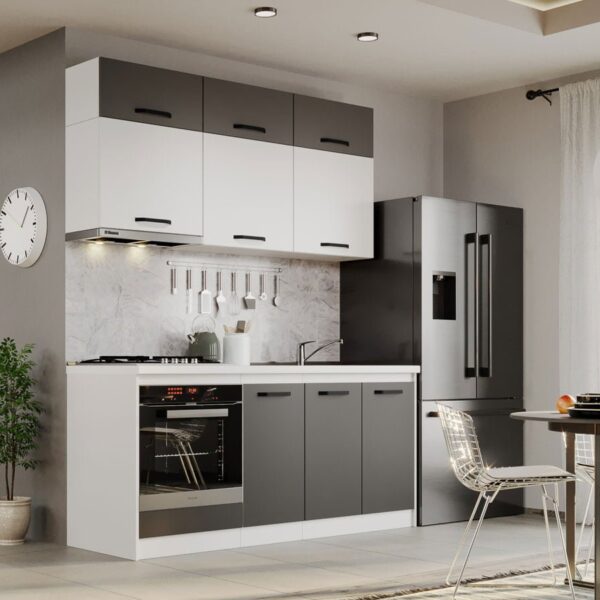 Mobila Bucatarie Fog Alb+Gri - 44 - 180 cm