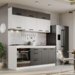 Mobila Bucatarie Fog Alb+Gri - 47 - 200 cm