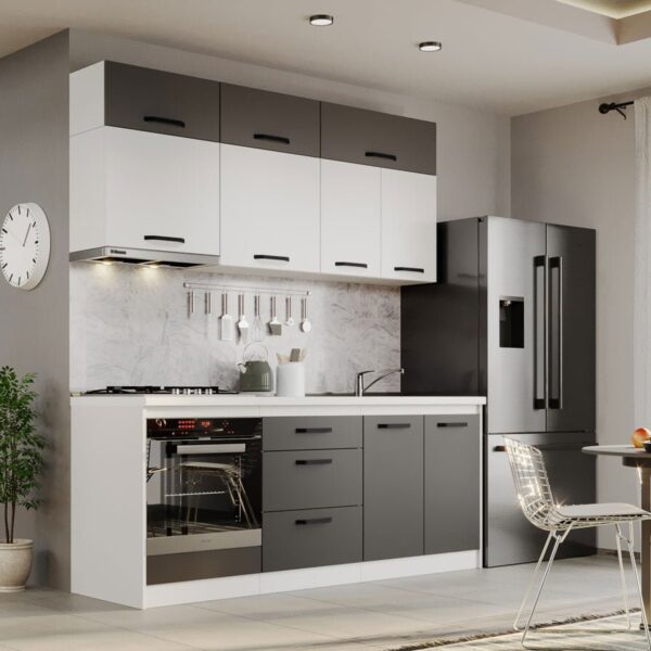 Mobila Bucatarie Fog Alb+Gri - 47 - 200 cm