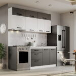 Mobila Bucatarie Fog Alb+Gri - 48 - 200 cm