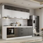 Mobila Bucatarie Fog Alb+Gri - 50 - 240 cm