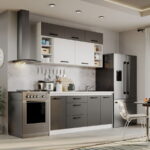 Mobila Bucatarie Fog Alb+Gri - 52 - 180 cm