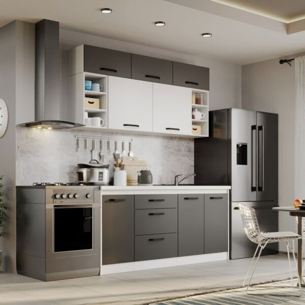 Mobila Bucatarie Fog Alb+Gri - 52 - 180 cm