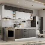 Mobila Bucatarie Fog Alb+Gri - 54 - 260 cm