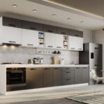 Mobila Bucatarie Fog Alb+Gri - 65 - 340 cm