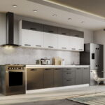 Mobila Bucatarie Fog Alb+Gri - 67 - 280 cm