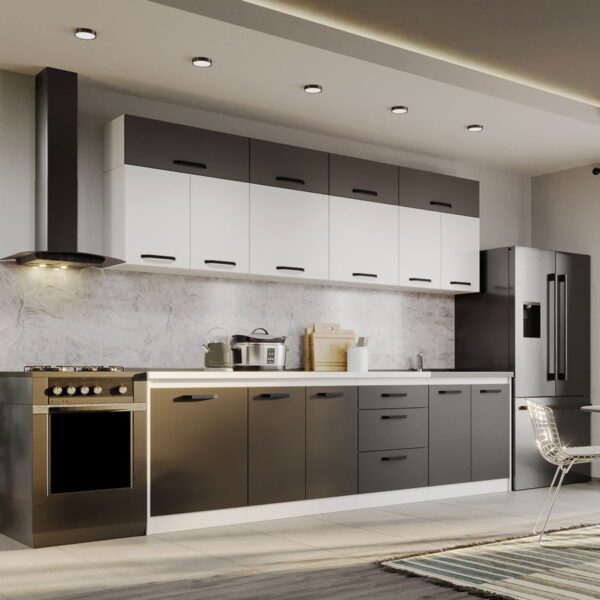 Mobila Bucatarie Fog Alb+Gri - 67 - 280 cm