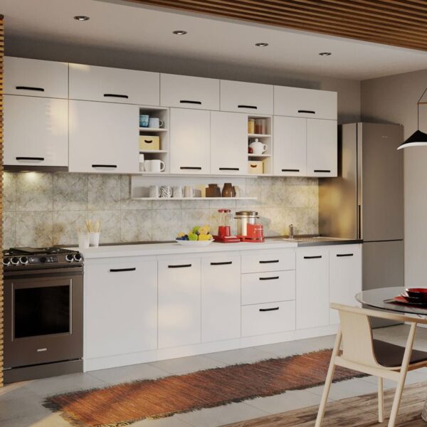 Mobila Bucatarie Fog Alba - 31 - 340 cm