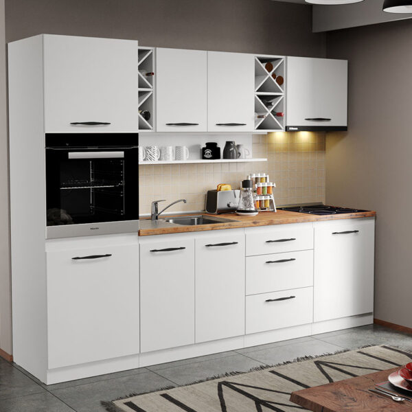 Mobila Bucatarie alba Aroma - 04 - 260 cm