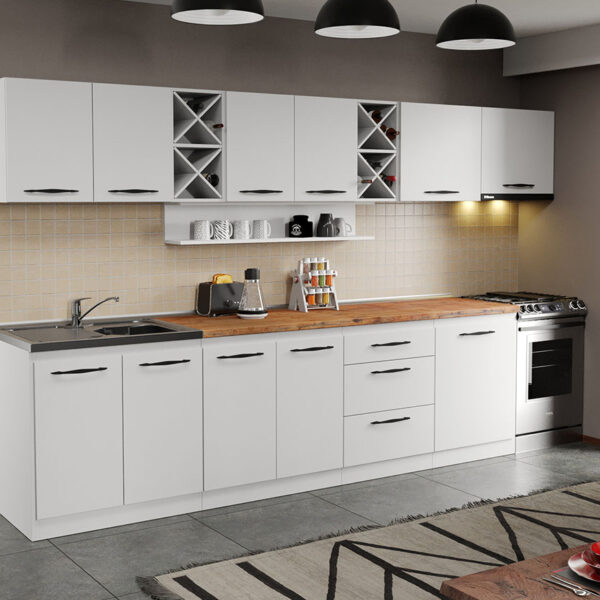 Mobila Bucatarie alba Aroma - 09 - 340 cm