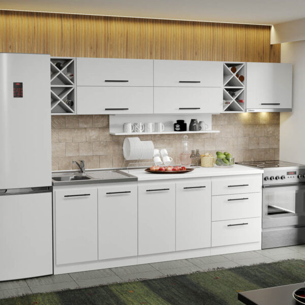 Mobila Bucatarie alba Sofi - 05 - 280 cm