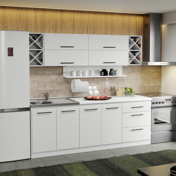 Mobila Bucatarie alba Sofi - 06 - 220 cm