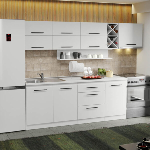 Mobila Bucatarie alba Sofi - 62 - 270 cm
