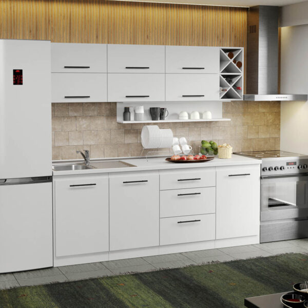 Mobila Bucatarie alba Sofi - 63 - 210 cm