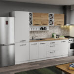 Mobila Bucatarie alba cu lemn Aroma - 13 - 260 cm