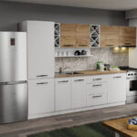 Mobila Bucatarie alba cu lemn Aroma - 15 - 320 cm