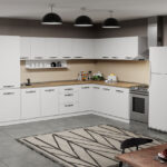 Mobila Bucatarie pe colt alba Aroma - 23 - 320x200 cm