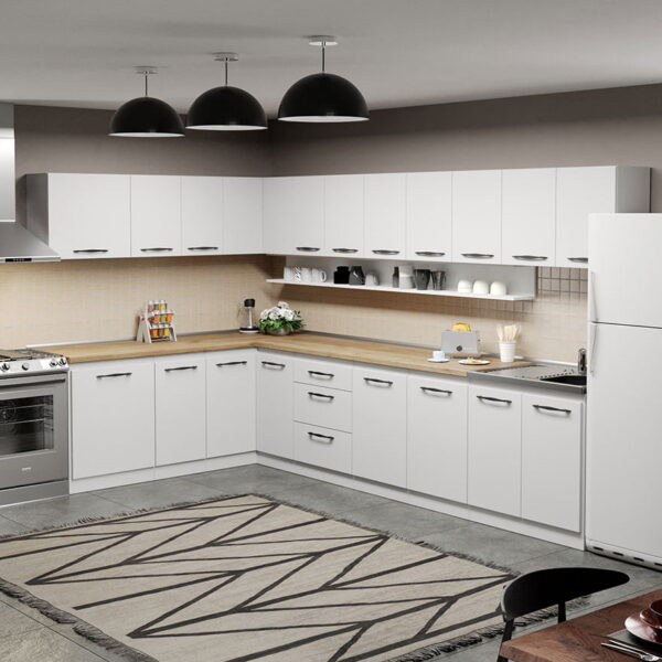 Mobila Bucatarie pe colt alba Aroma - 26 - 200x340 cm