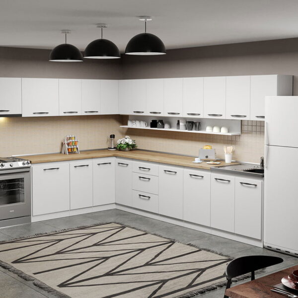 Mobila Bucatarie pe colt alba Aroma - 27 - 260x340 cm