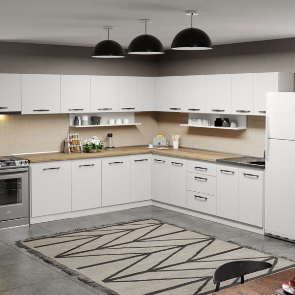 Mobila Bucatarie pe colt alba Aroma - 30 - 320x280 cm