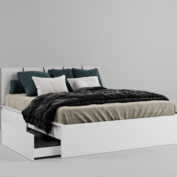 Pat alb tapițat - 180x200