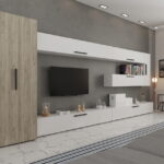 Set Mobilier Living Stejar Gri cu Alb Remy-C08