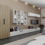 Set Mobilier Living Stejar Gri cu Alb Remy-C09