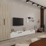 Set Mobilier Living Stejar Gri cu Alb Remy-C10